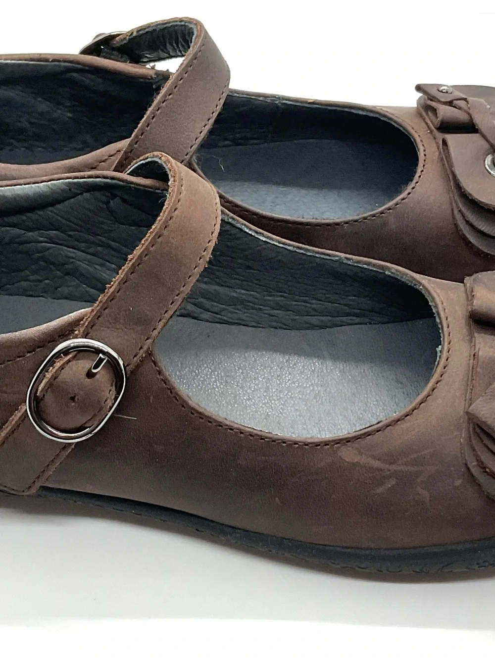 Naturino Brown oily leather Mary Jane Shoes with Knot Accent euro 33